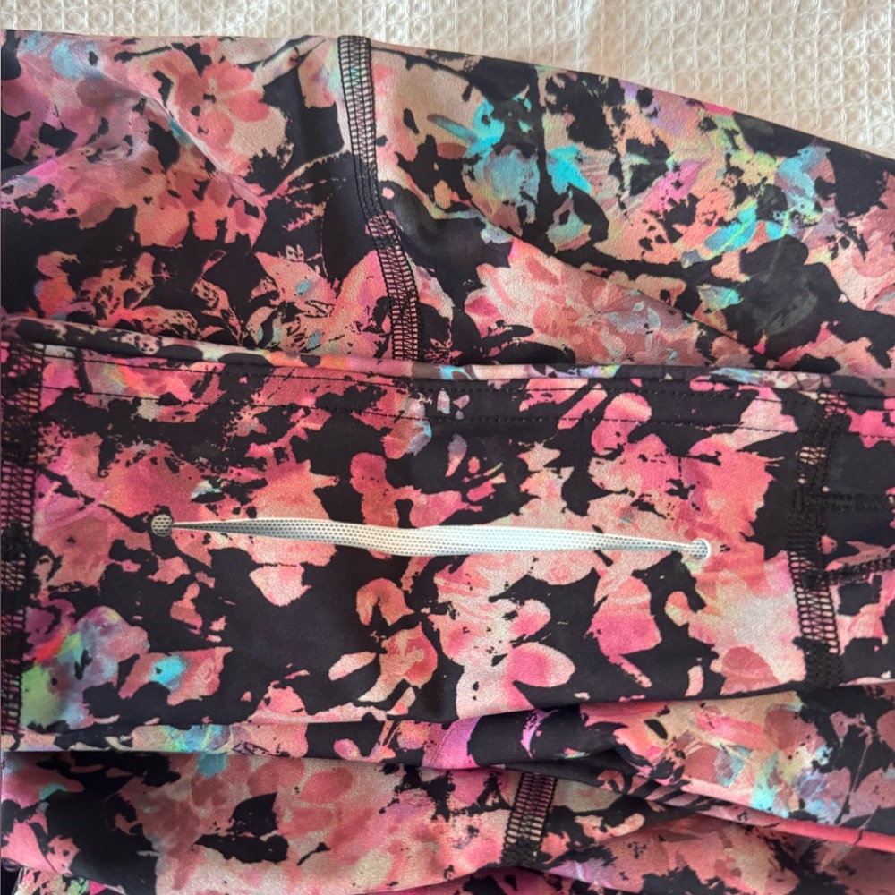 Lululemon Athletica Floral Pink and Black Leggings